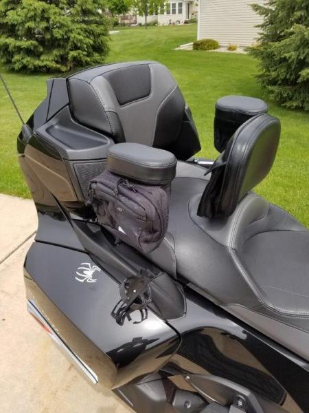 back end shot showing my little chrome spiders, backrest, armrests and storage pouch's , utopia backrest