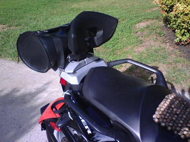 BackRest from BRP.  Notice the Silver Sport rack.  Dumb sales clerk knew it was a Red Spyder because he sold it to me.  I just sighed and kept it.  It