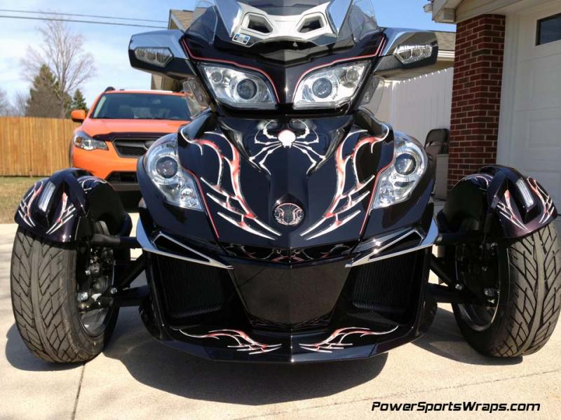 Barbwire Red Lightning- Front view:  Notice the lower air-dam pieces and the pin stripe accents.