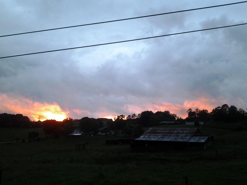 Beautiful SunSet as the Rain Clears as we leave Lamonts Bar-B-Q