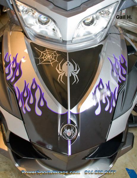 Best flame - Black/Purple piping with Black Widow RT trunk insert kit (text delete) Gail H. Spyderlovers member.