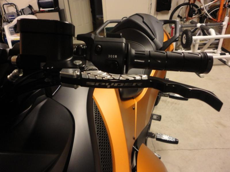 Black Anodized Billet Clutch lever with engraved Spyder logo