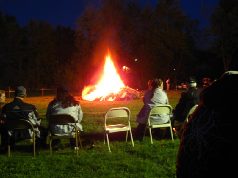 Bonfire at the Wagon Wheel, with the obsticle course in the background.