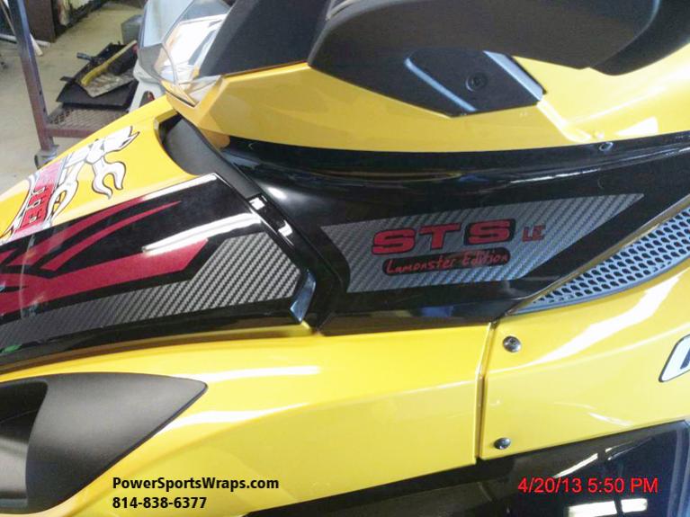 Brake stripe- 3M carbon fiber & burgundy metallic film. ONLY by: Powersportswraps.com 814-838-6377
