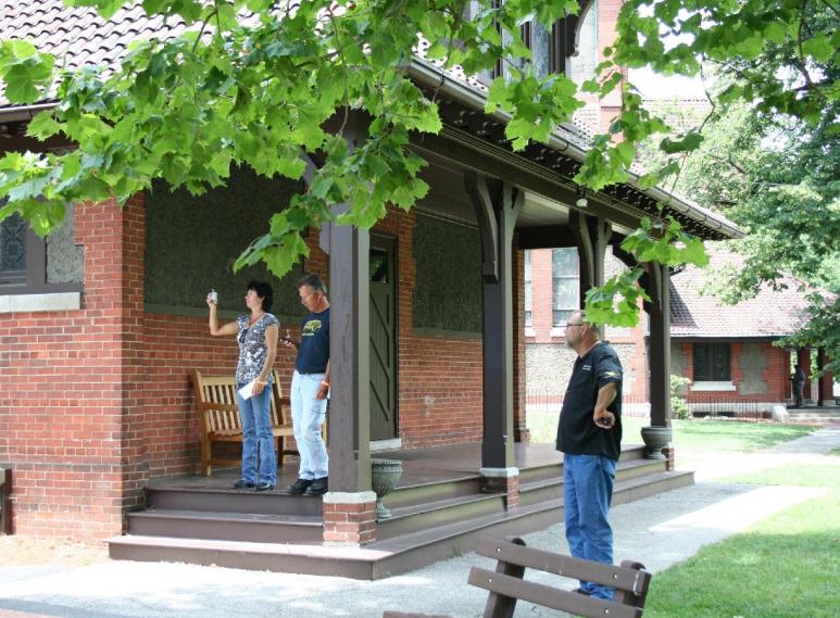 Bridget, Charlie, & Butch looking around the Biltmore Village.