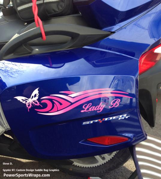 Butterfly Saddle Bags: We designed this to flow on the side of the bike. The customer really loved the design. We also incorporated it into the 12 pie