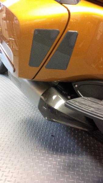 Carbon Fiber passenger heal guards from Big Bike Parts.com.