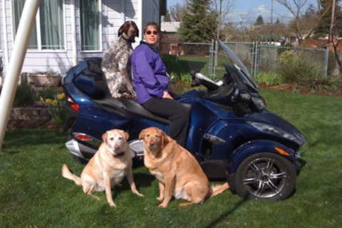 Carson on the bike, Morgan and Denver.