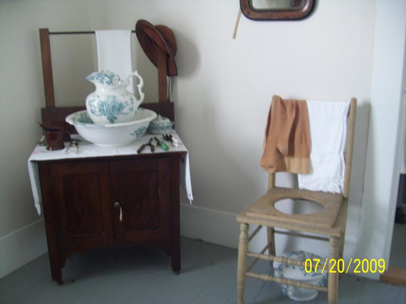 Chamber pot and lavatory. Had cool curling iron and crimpers and such.