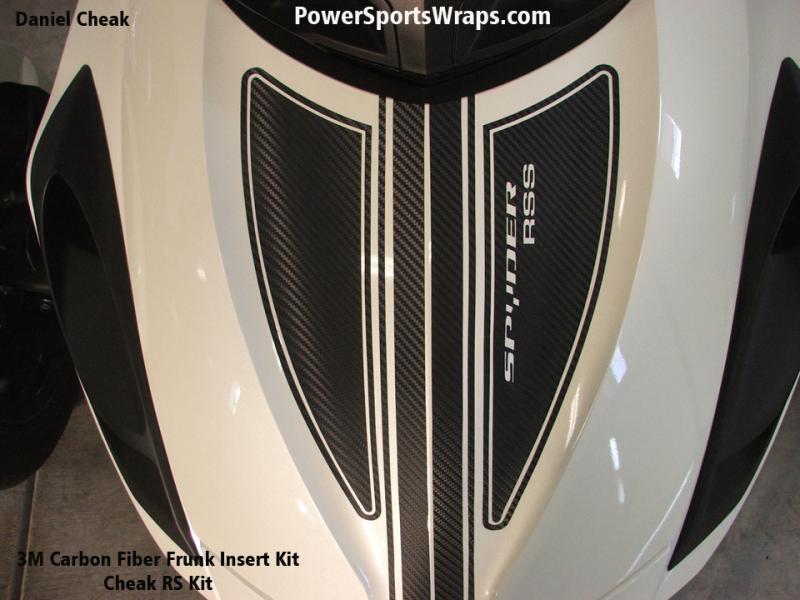 Cheak RS Frunk Insert: This is a close up of the 3M carbon fiber film.  Notice it texture and the pattern.  What a look on the Spyder.  ORDER: PowerSp