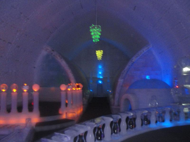 Chena Hot Springs, Alaska - Ice Museum, church altar and chandeliers.