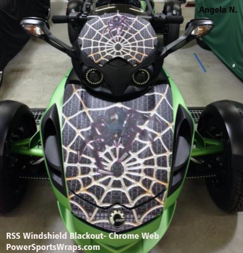 chrome web- Spyder RS/RSS Windshield blackout. Create a custom or look just for you or we can provide this in solid colors.