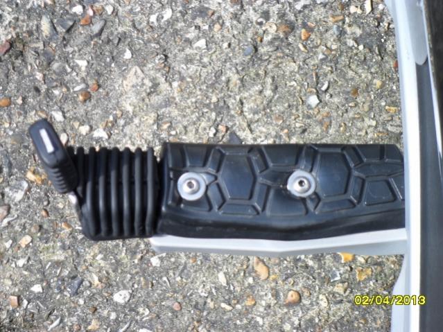 Close up view Side view of extension to OEM Footrest due to disability -
Pre Seal Floorboards