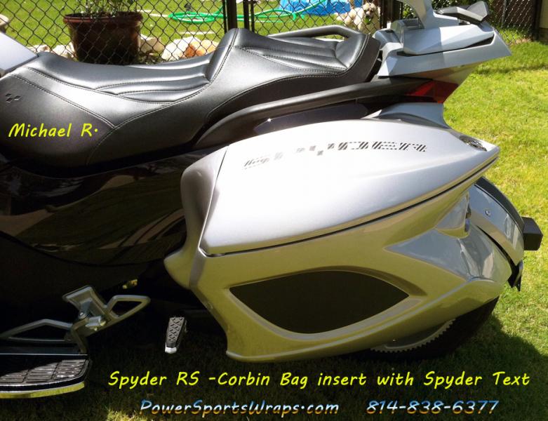 Corbin saddle bag Carbon Fiber insert and text.  Fits inside the tear drop cut in on the bag.