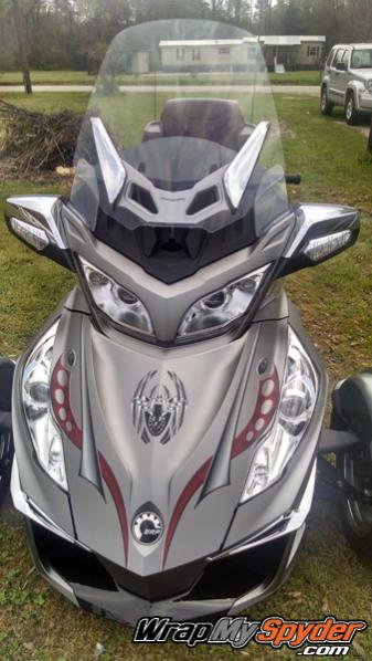Cosmos graphics kit in Burgundy with Boren spider Gray tones.  Shop: www.wrapmyspyder.com