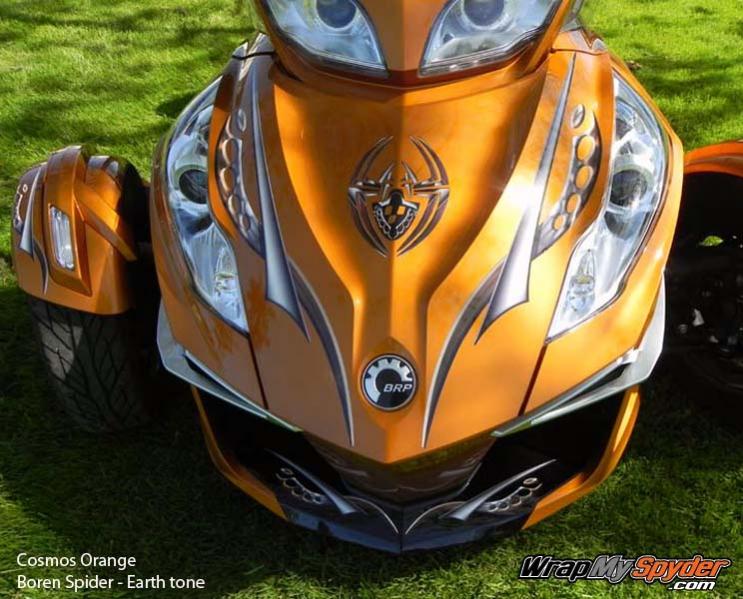 Cosmos Orange kit with Earth tone Boren spider.  Available at www.wrapmyspyder.com