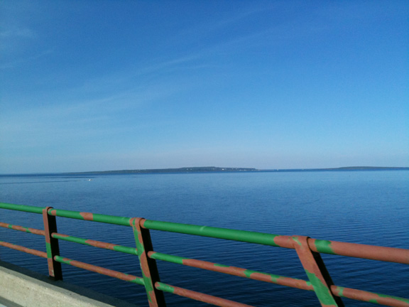 Crossing Big Mac... needs some paint--- and they never stop painting this bridge.