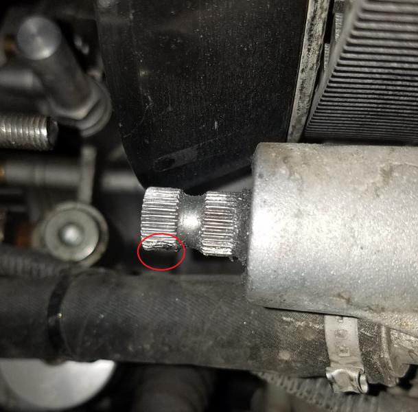 damaged splines on Shifter shaft