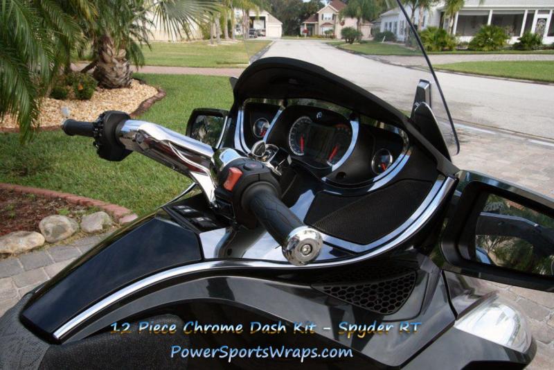 Dash kits for Spyder RT model. Best quality, do it yourself apply, a must have to personalize your Spyder.
PowerSportsWraps.com