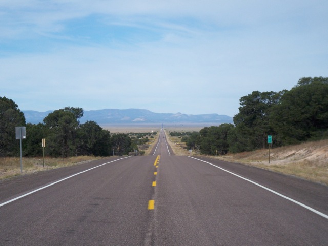 Datil New Mexico.
Actually before Datil, the Very Large Array (VLA) radio telescope is down in the valley, hidden by the trees on the left.
I loved th