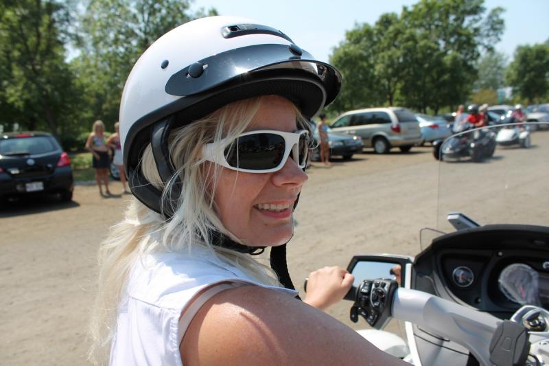 Debbie kicking off the parade with the woman's group ryding their spyders. The man followed!