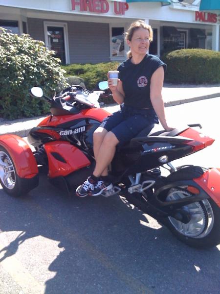 dee relaxing with coffee