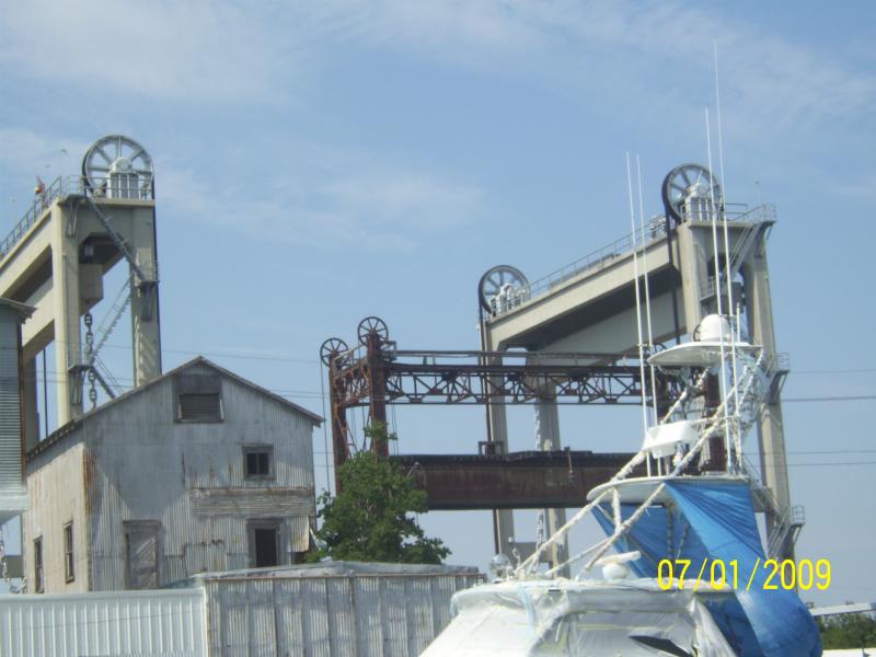 Delcambre, LA drawbridges.  The larger one is still in use, the smaller one was for the railroad and is no longer used.