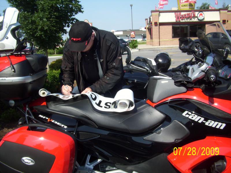 Director signing banner.  Ft. Erie, Ontario