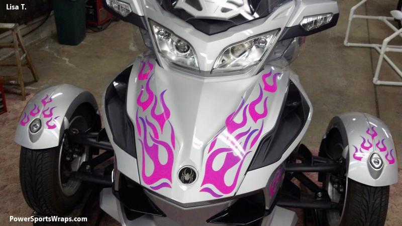 Dragon Flames RT: 21 flame series Pink/Purple fade for RT Spyder. Custom colors and sizes available. Email: pete@powersportswraps.com 814-838-6377