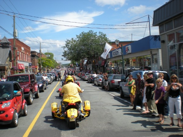 driving in the parade on Main Street in Magog