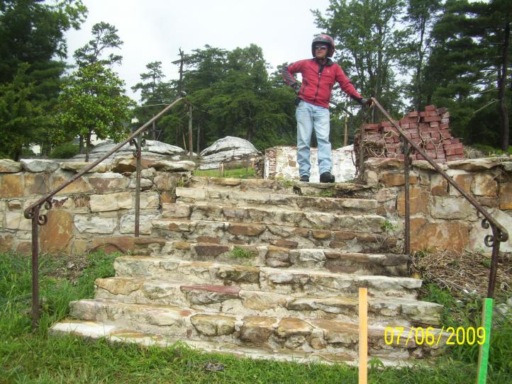 Dudley on the steps of the "used" to be place.