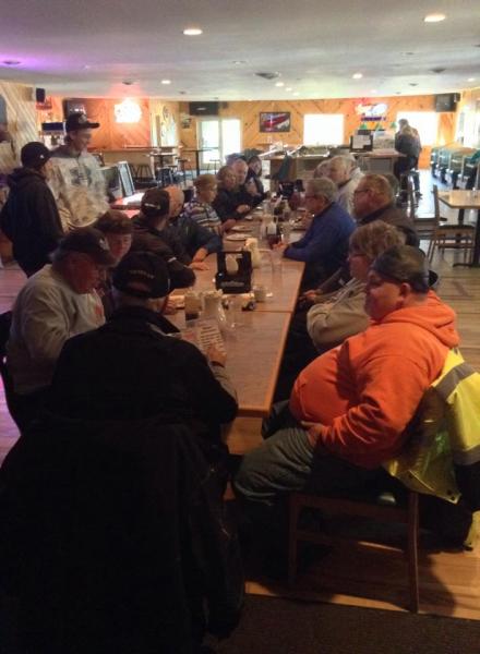 Enjoying a late breakfast early on our ride.