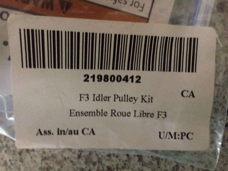 F3 Idler Pulley Kit
Manufacturer's label