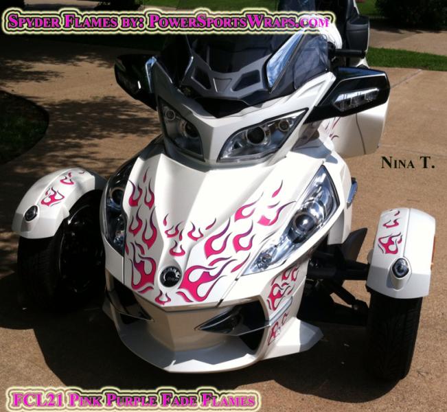 FCL21 Pink-Purple fade graphics kit installed on Nina T's Spyder RT. This is a kit we produce for another industry but it fits great on the RT too... 