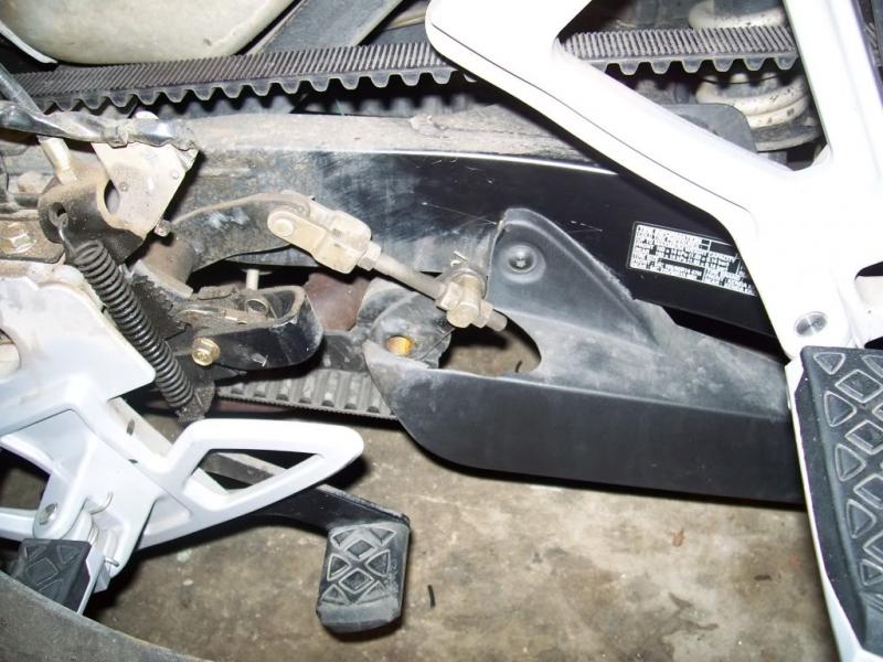 Foot brake. Left side showing linkage.