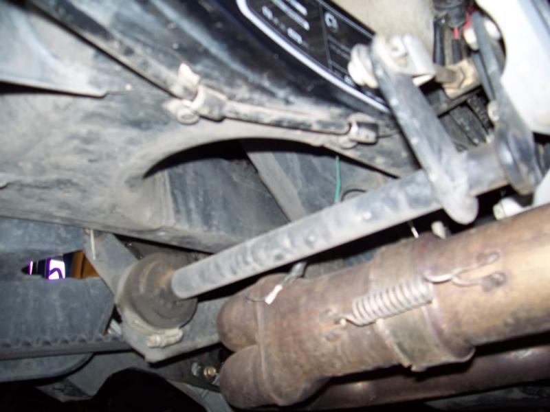 Foot Brake. Right side showing rod across frame and mountings.