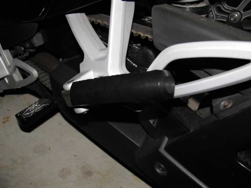 Foot peg in folded position