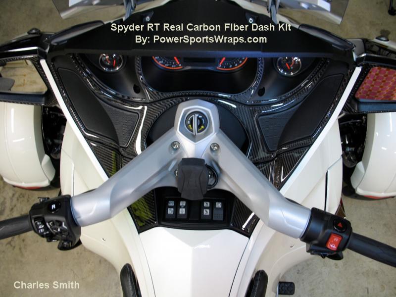 Full over view of the Real CF RT dash kit. Easy to apply just peel and stick.