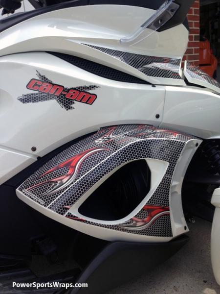 Ghost 104 Red Honey Comb - Side case panel along with a custom Can-am logo.