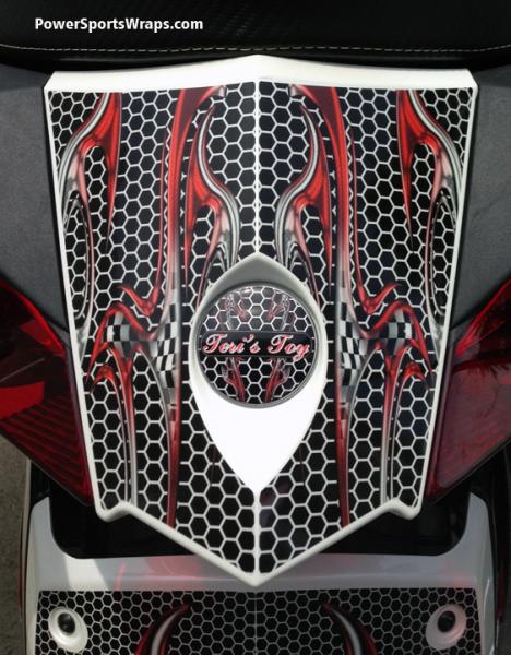 Ghost 104 Red Honey Comb - Top tail photo and as you can see we created a custom BRP emblem cover for her.