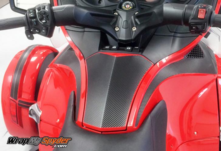 Glove box area:  Carbon Fiber Panel Insert kit by WrapMySpyder.com