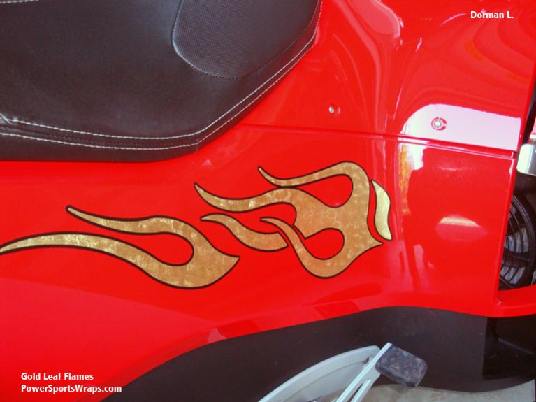 Gold Leaf Spyder Flames - See the detail in this film. What an eye catcher. Contact us with your Spyder graphics idea. Email: pete@powersportswraps.co