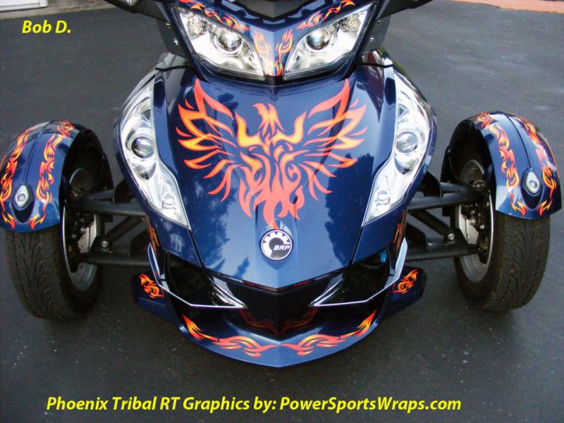Graphics kit by Powersportswraps.com we can create the look you want for your Spyder.  Contact us to see how- 814-838-6377