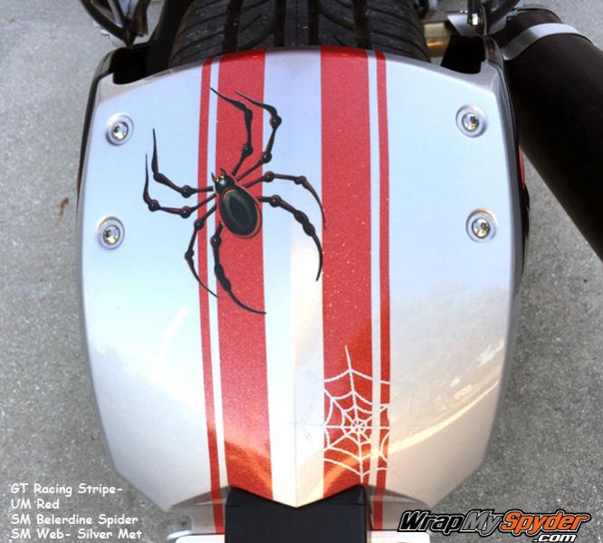 GT Racing Stripe Rear fender UM Red with Bellerdine Spider and small web decal.