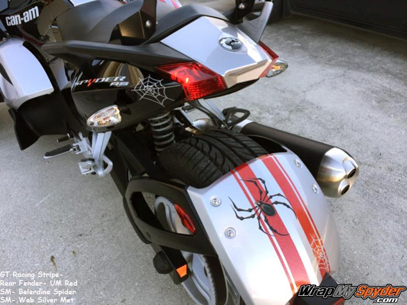 GT Racing Stripe Rear fender UM Red with small Bellerdine spider