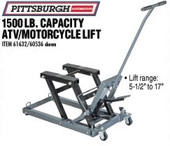 Harbor Frieght Pittsburgh 1500lb ATV Motorcycle lift