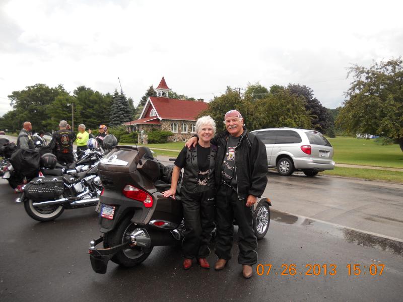 Hazel & I on ride to WIl Win Lodge in the UP. Just finished the Tunnel of Trees.