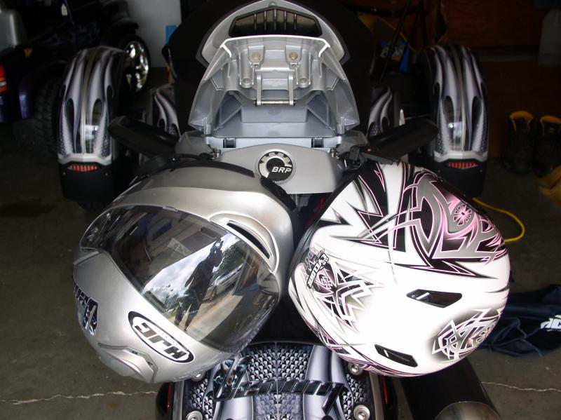 Helmets hang safely freeing up your hands