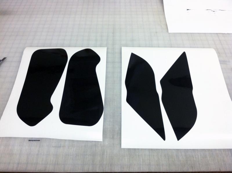 Here are the tint templates for the tail and headlights.  We also did the signals in the mirrors while we were at it.