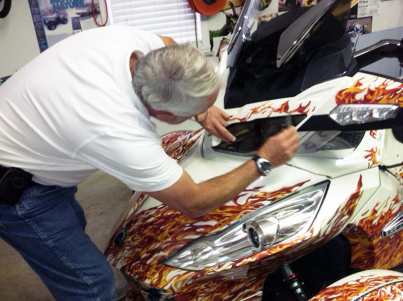 Here is Dan installing his Head light tint.. we now offer these as kits for the RT.
